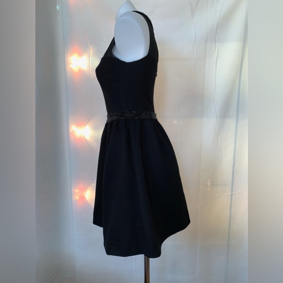 Maje black illusion neckline dress with rhinestones, size 1 (XS-S) - Picture 3 of 8